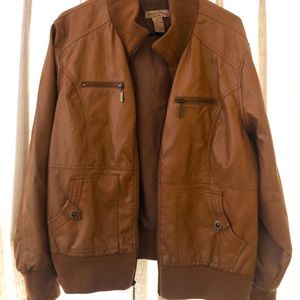 Faux leather biker/aviator jacket